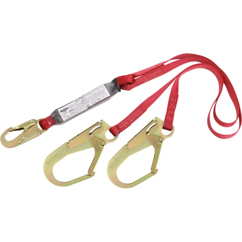 Pro™ Shock Absorbing Lanyards, 6', Rebar Hook Center, Snap Hook Leg Ends, Polyester 1
