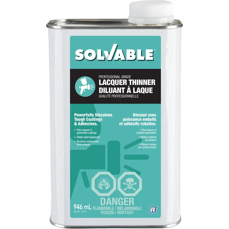 Professional Grade Lacquer Thinner, Rectangular Can, 946 Ml 1