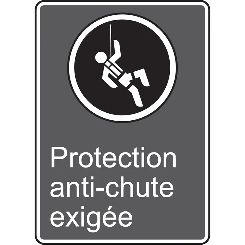 Protection Anti-Chute Exigée Csa Standard Safety Sign, 14" X 10", Aluminum, French With Pictogram 1
