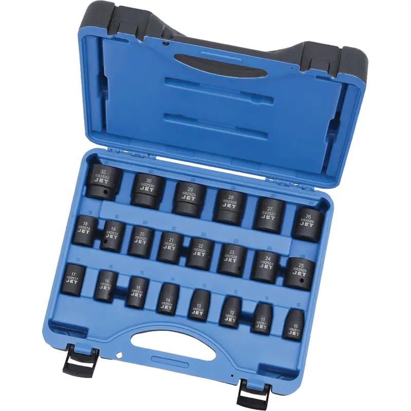 Ps2212m 6-Point Metric Socket Set, 22 Pcs, Impact, 1/2" Drive Size, Deep 1
