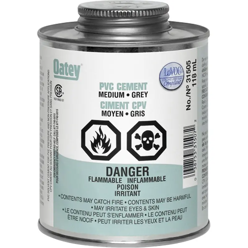 Pvc Cement, 0.250 Lbs, Brush-Top Can, Grey 1