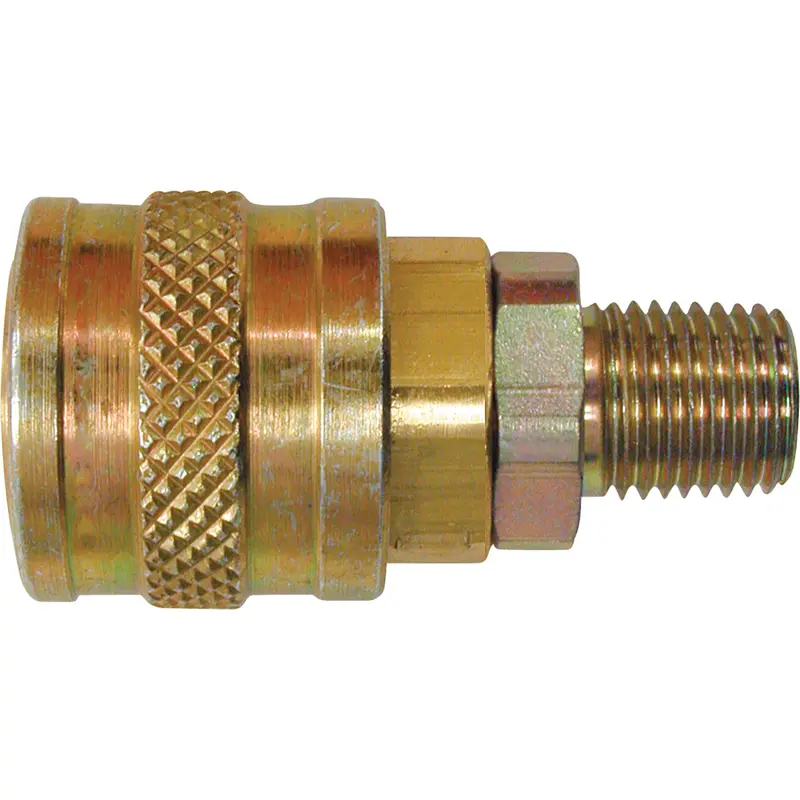 Quick Couplers - 1/4" Industrial, One Way Shut-Off - Automatic Couplers, Brass 1