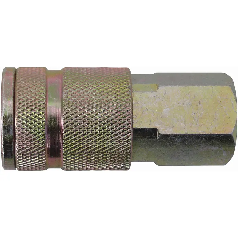 Quick Couplers - 3/8" Industrial, One Way Shut-Off - Manual Couplers, Zinc Plated Steel 1