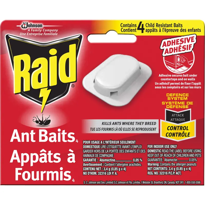 Raid® Ant Bait Traps, 5" L X 6" W X 1" H 1