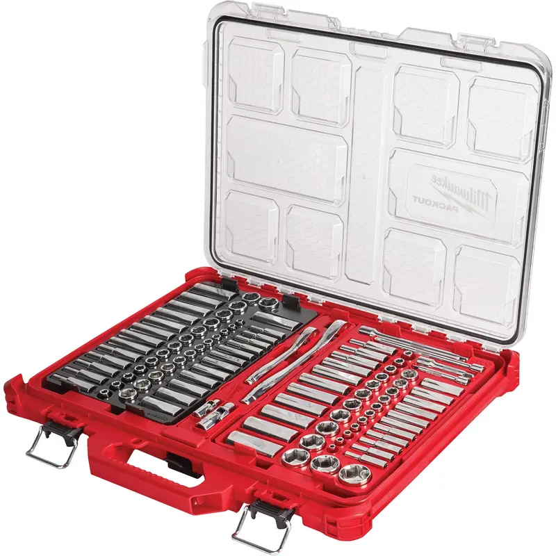 Ratchet & Socket Set With Packout™ Low-Profile Organizer, 106 Pcs, 1/4"/3/8" Drive Size, Deep 1