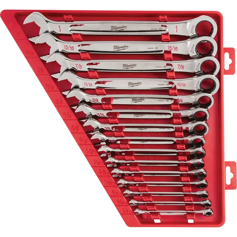 Ratcheting Wrench Set, Combination, 15 Pieces, Imperial 1