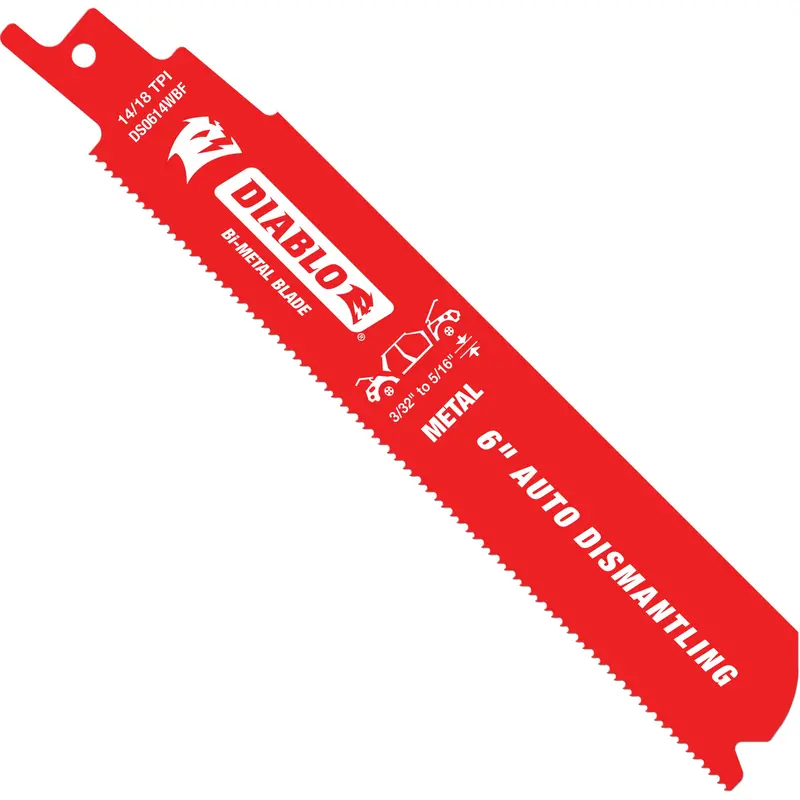 Reciprocating Blade For Auto Dismantling, Bi-Metal, 14-18 Tpi, 6" L X 1" W 1