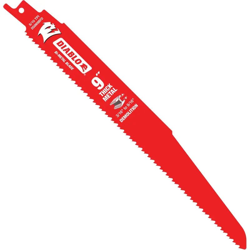 Reciprocating Blade For Thick Metal/Demolition, Bi-Metal, 8-10 Tpi, 9" L 1