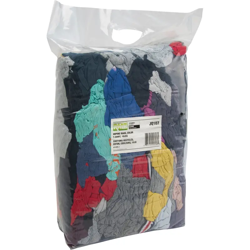 Recycled Material Wiping Rags, Cotton, Mix Colours, 10 Lbs. 1