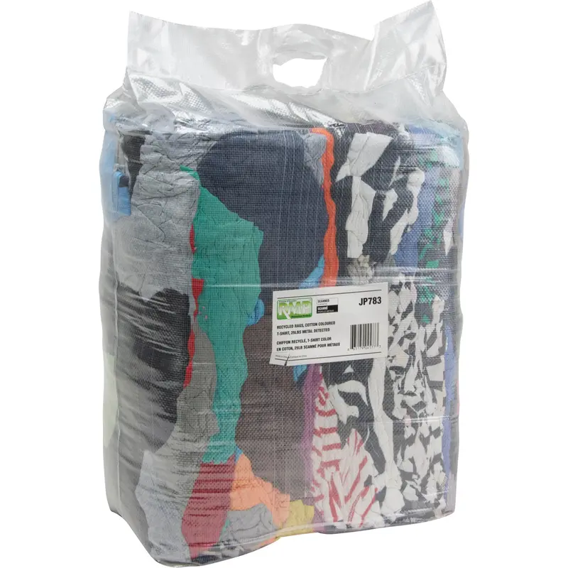 Recycled Material Wiping Rags, Cotton, Mix Colours, 25 Lbs. 1