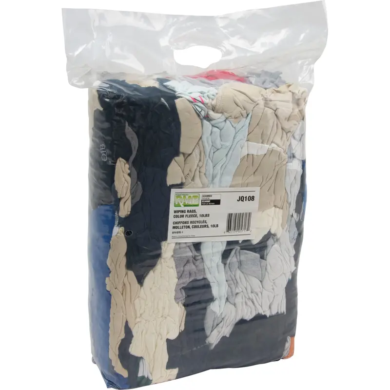 Recycled Material Wiping Rags, Fleece, Mix Colours, 10 Lbs. 1