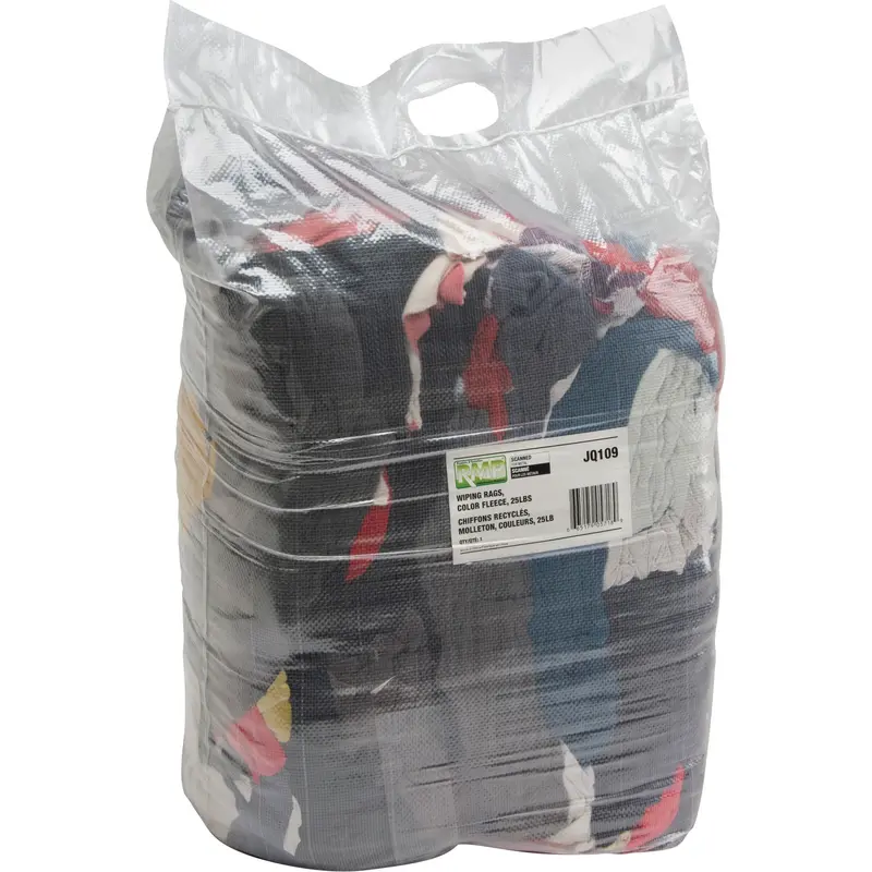 Recycled Material Wiping Rags, Fleece, Mix Colours, 25 Lbs. 1