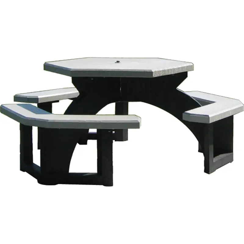 Recycled Plastic Hexagon Picnic Tables, 78" L X 78" W, Grey 1