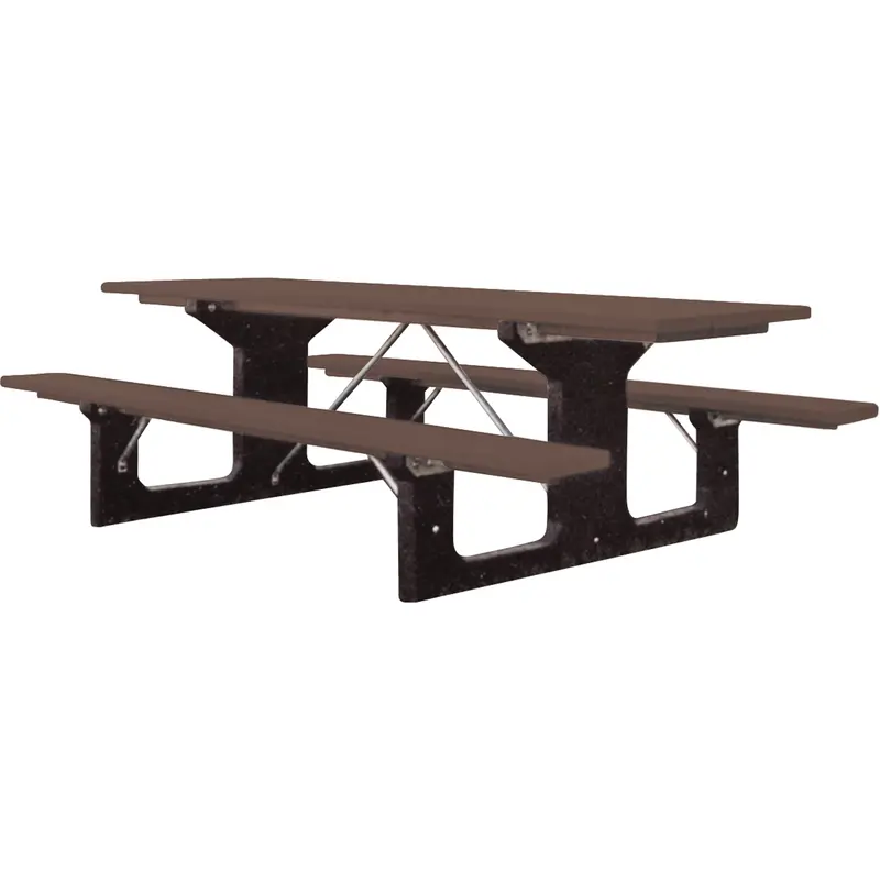 Recycled Plastic Picnic Tables, 6' L X 61-1/2" W, Brown 1