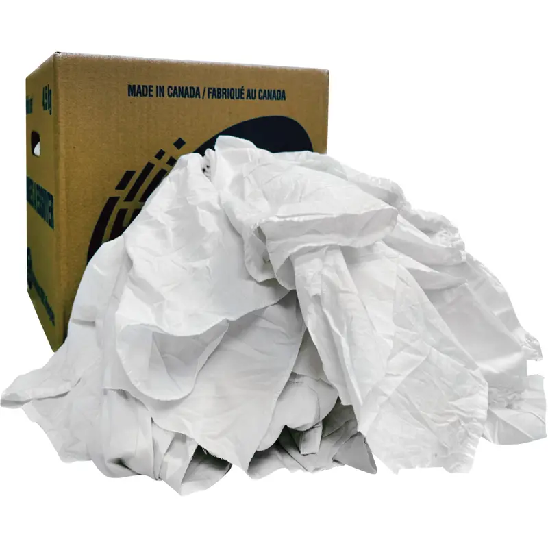 Recycled Wiping Rags, Cotton, White, 10 Lbs. 1