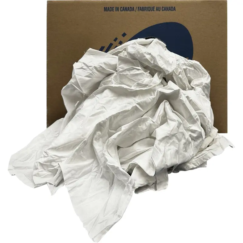 Recycled Wiping Rags, Cotton, White, 20 Lbs. 1