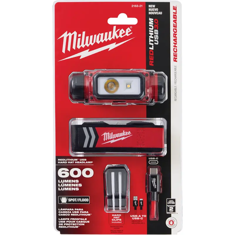 Redlithium™ Usb Hardhat Headlamp, Led, 600 Lumens, 5 Hrs. Run Time, Rechargeable Batteries 1