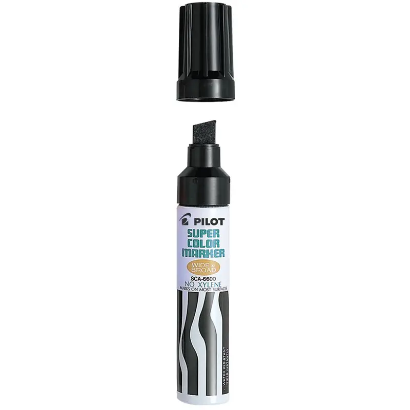 Refillable Super Colour Permanent Marker, Chisel, Black 1