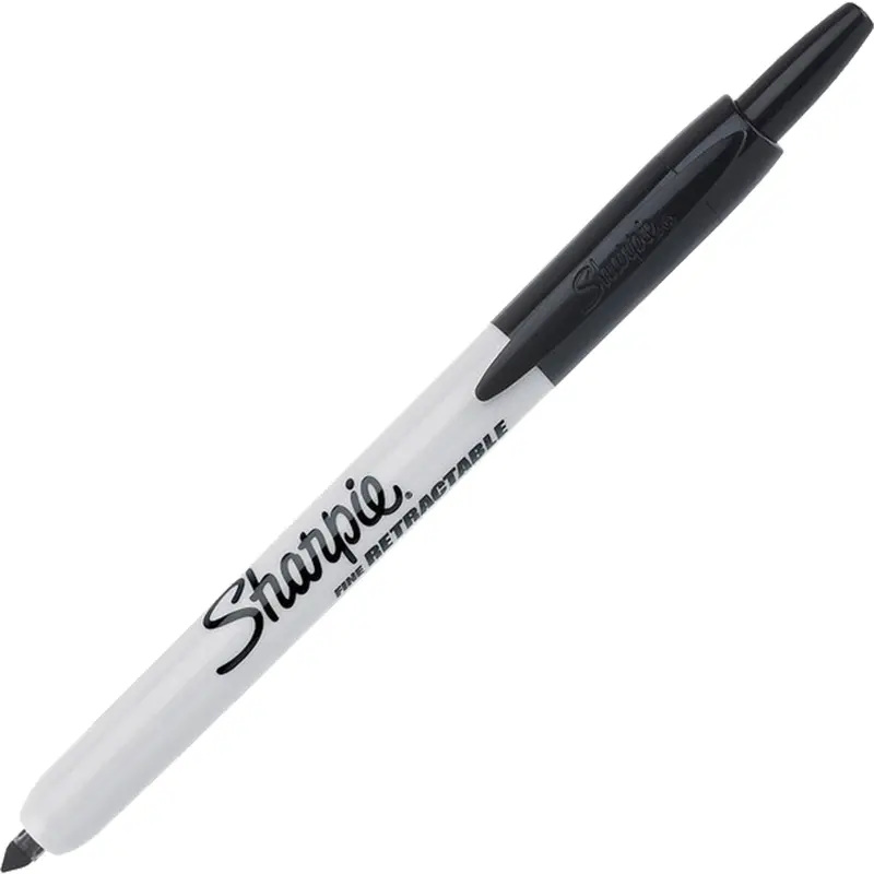 Retractable Permanent Marker, Fine, Black 1