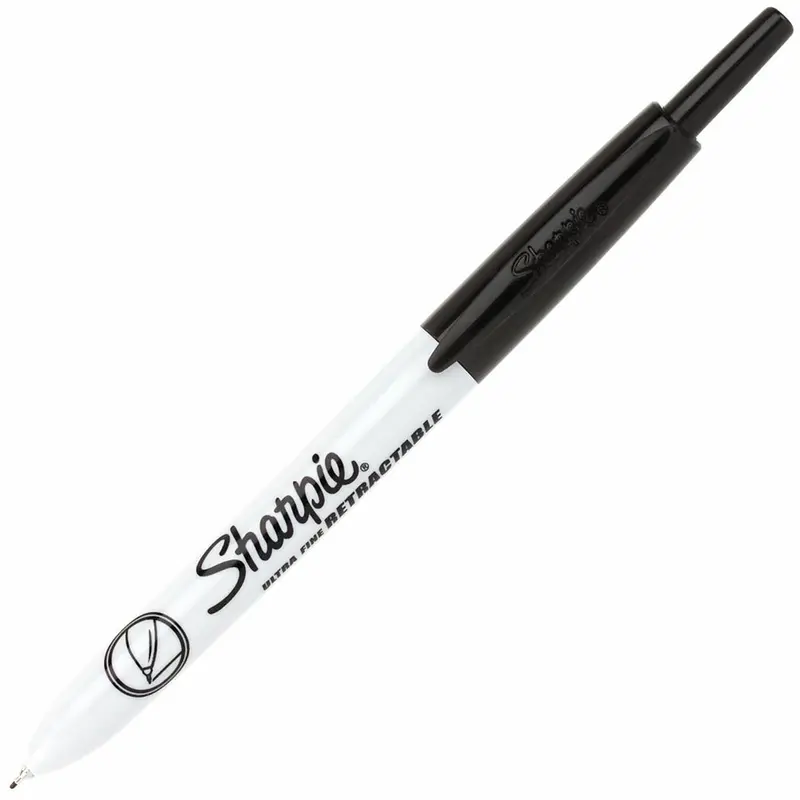 Retractable Permanent Marker, Ultra Fine, Black 1
