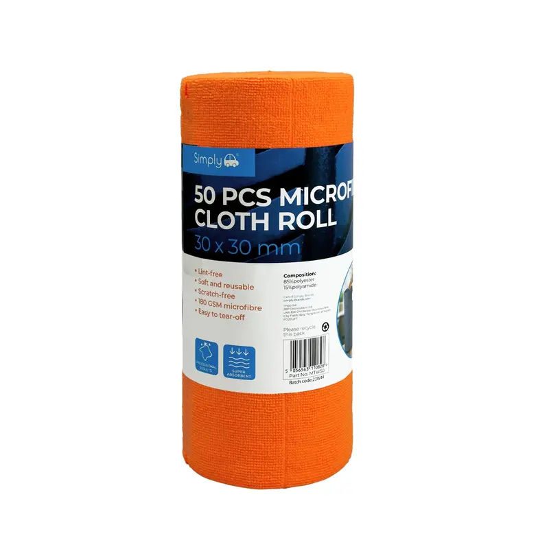 Roll Of 50 Microfibre Cloths 30X30cm – Car Cleaning Towels 1