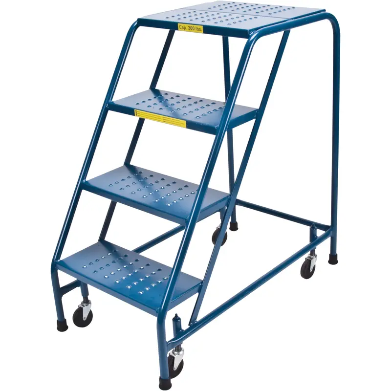 Rolling Step Ladder, 4 Steps, 18" Step Width, 37" Platform Height, Steel 1
