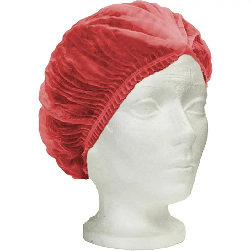Ronco Care™ Pleated Bouffant Cap, Polypropylene, 24", Red 1