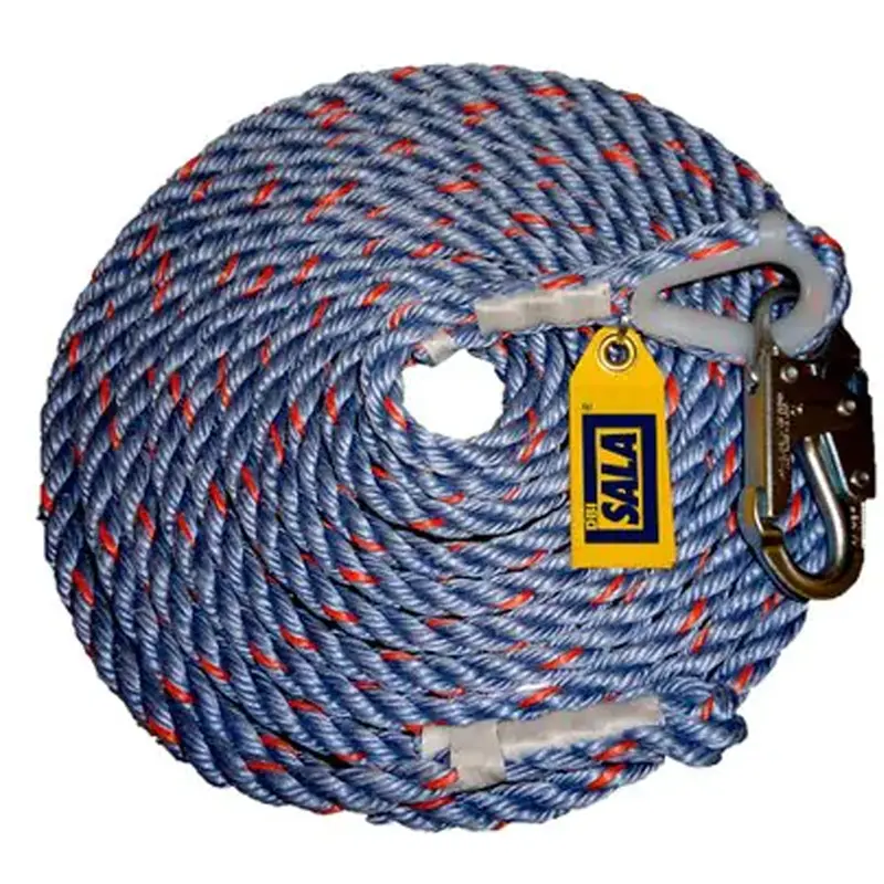 Rope Lifeline With Snap Hook, Polyester/Polypropylene 1