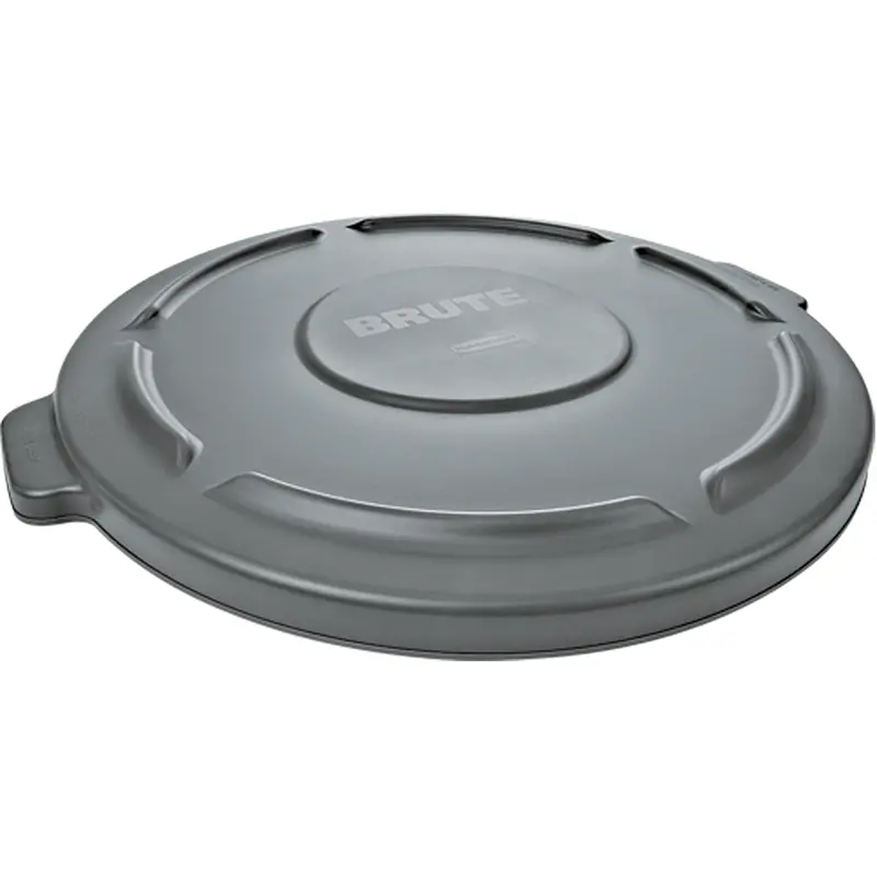 Round Brute® Containers, Tops & Dollies, Flat Lid, Plastic/Polyethylene, Fits Container Size: 22-1/4" Dia. 1