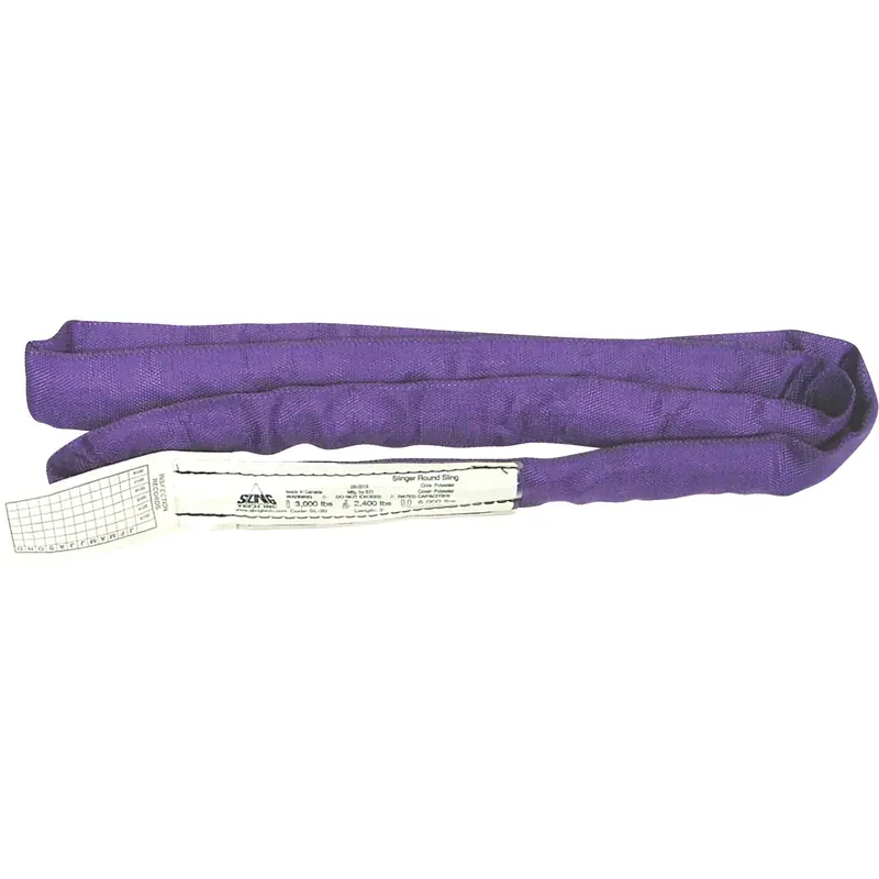 Round Slings, Purple, 2" W X 4' L, 3000 Lbs. Vertical Load 1