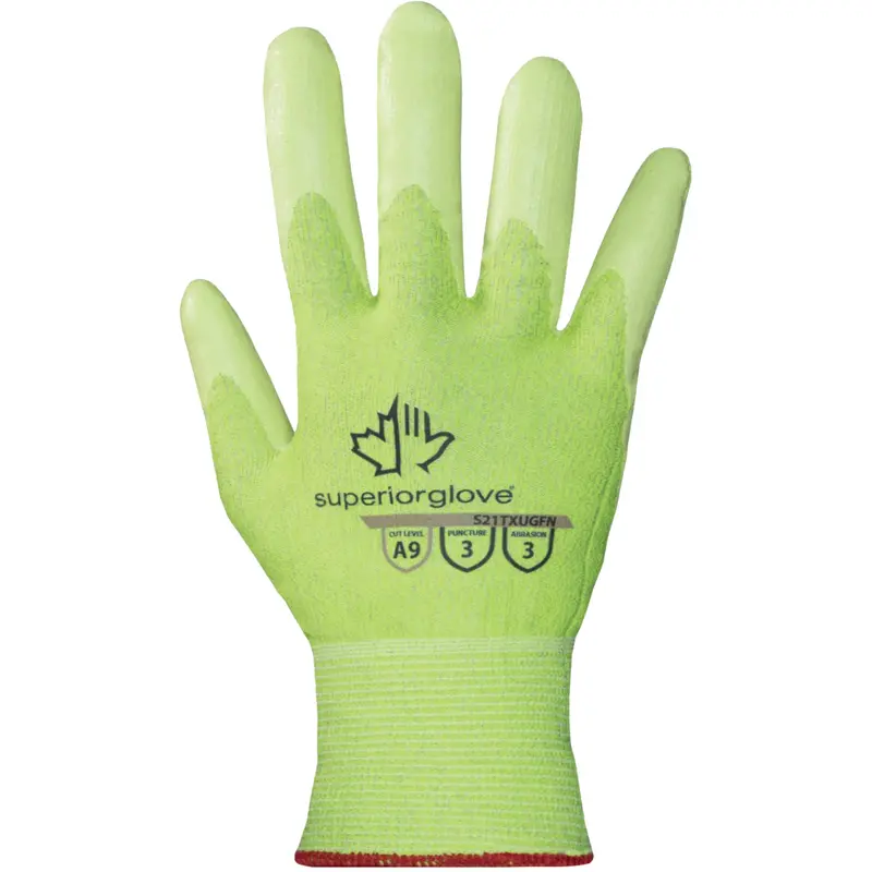 S21txugfn High-Visibility Cut-Resistant Gloves, Size Large/9, 21 Gauge, Nitrile Coated, Tenactiv™ Shell, Astm Ansi Level A9 1