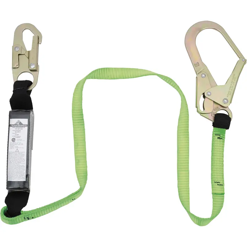 Sa-5402-4 Shock Absorbing Lanyard, 4', Rebar Hook Center, Snap Hook Leg Ends, Polyester 1