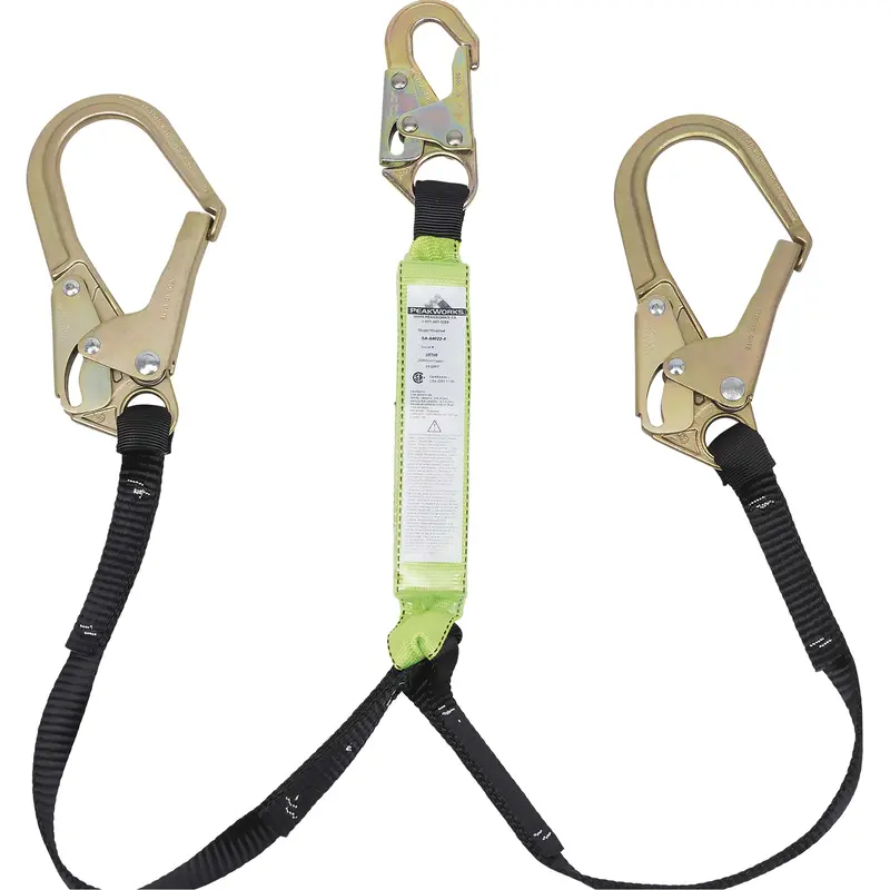 Sa-64022-4 Shock Absorbing Lanyard, 4', Rebar Hook Center, Snap Hook Leg Ends, Polyester 1