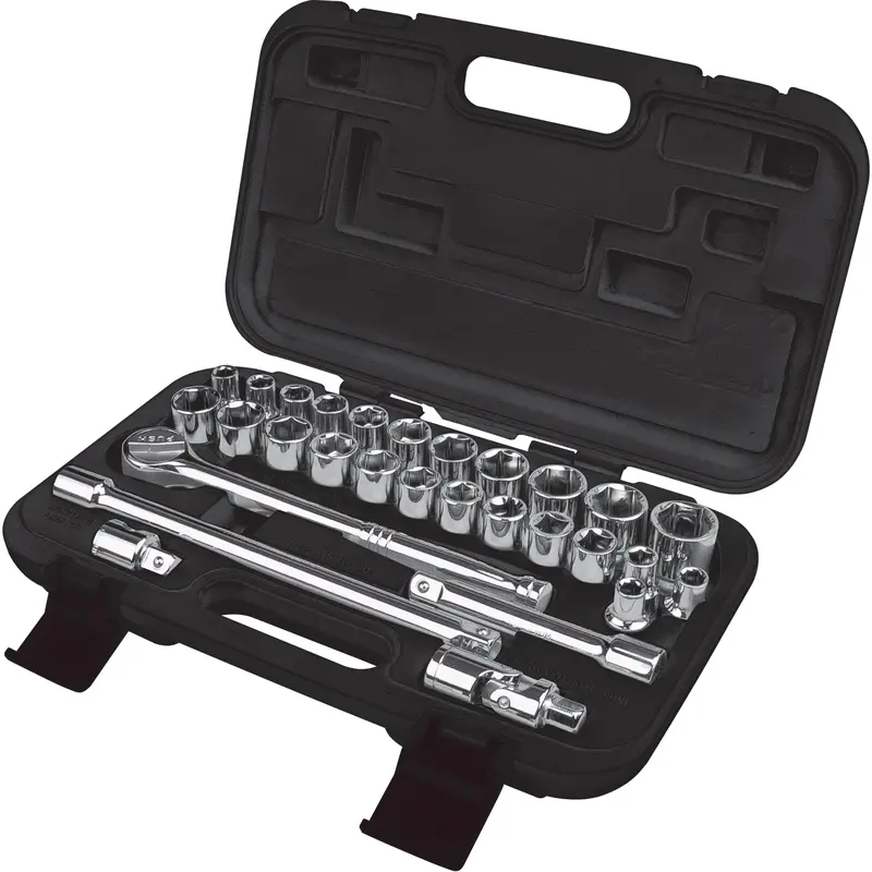 Sae/Metric Socket Set, 29 Pcs, 1/2" Drive Size 1