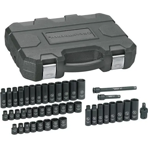 Sae/Metric Socket Set, 44 Pcs, Impact, 3/8" Drive Size, Deep 1