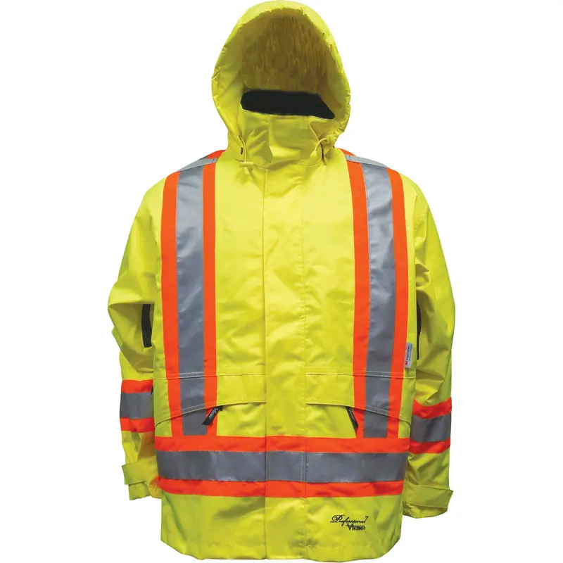 Safety Jacket, Polyester/Polyurethane, High Visibility Lime-Yellow, Large 1
