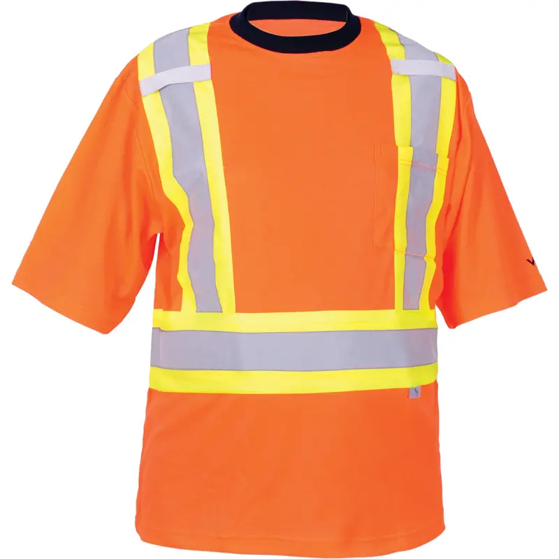 Safety T-Shirt, Polyester, Large, High Visibility Orange 1