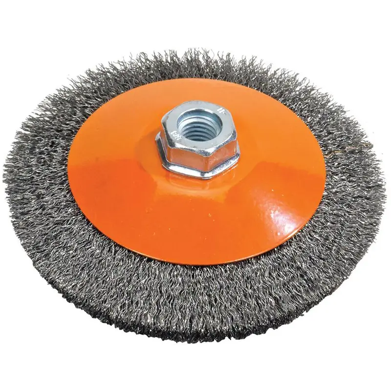 Saucer Crimped Wire Wheel, 5" Dia., 0.012" Fill, 5/8"-11 Arbor 1
