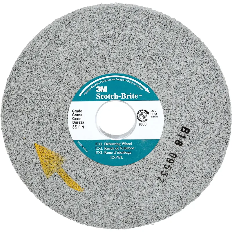 Scotch-Brite™ Exl Deburring Wheel, 6" X 1/2", 1" Arbor, Aluminum Oxide 1