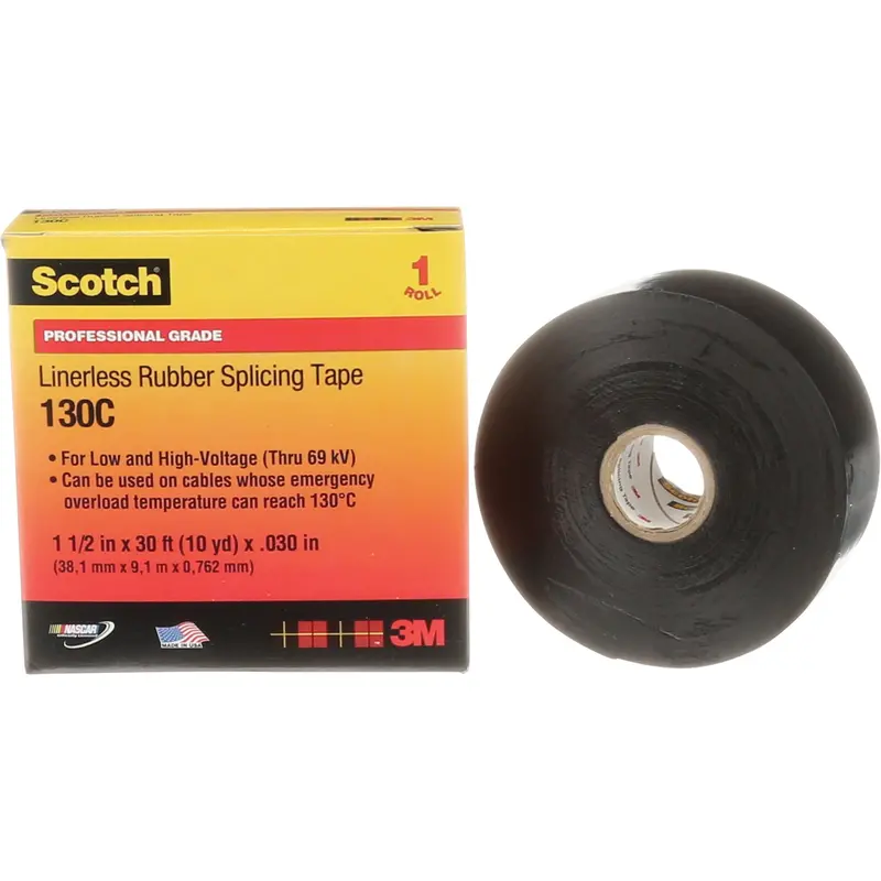 Scotch® Linerless Rubber Splicing Tape, 38 Mm (1-1/2") " W, 9 M (30') " L 1