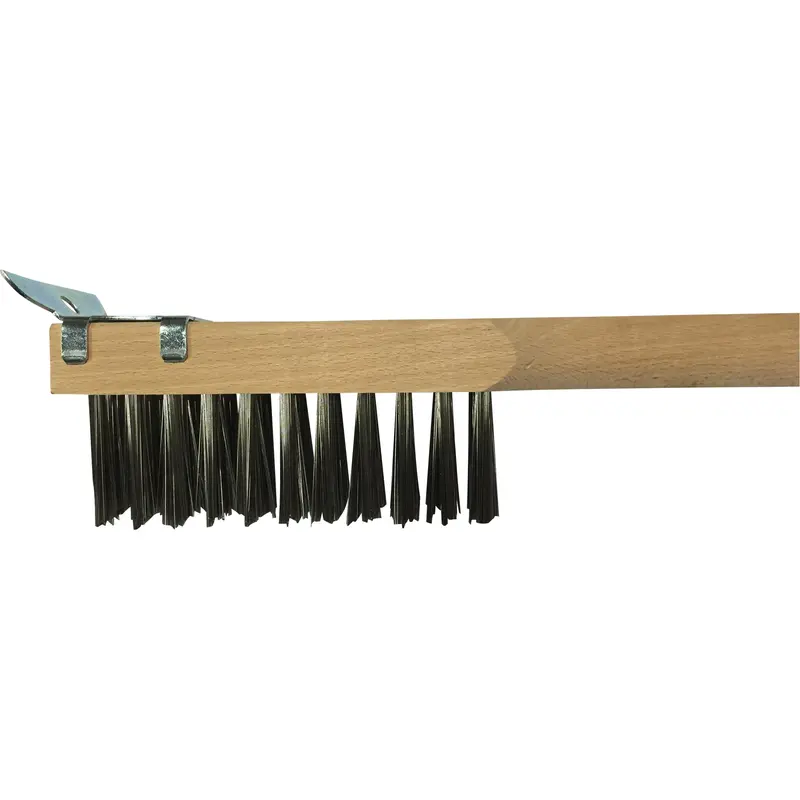 Scratch Brush With Scraper, Stainless Steel, 3 X 10 Wire Rows, 20" Long 1