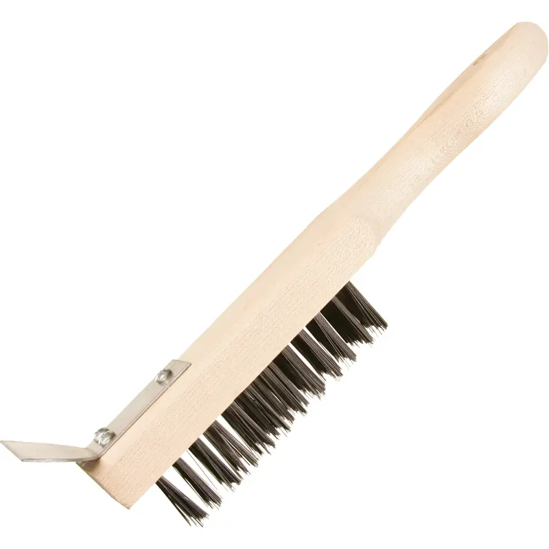 Scratch Brush With Scraper, Steel, 5 X 13 Wire Rows, 11-3/8" Long 1