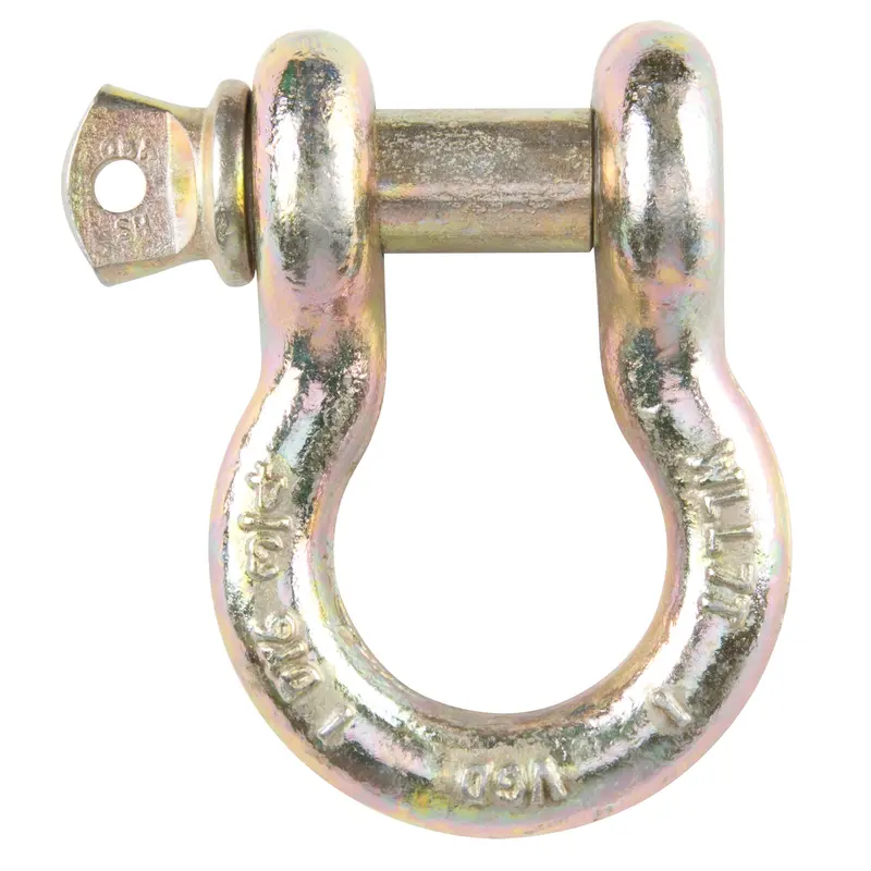 Screw Pin Anchor Shackle, 1-1/2", Screw Pin, Yellow Chromate Plated 1