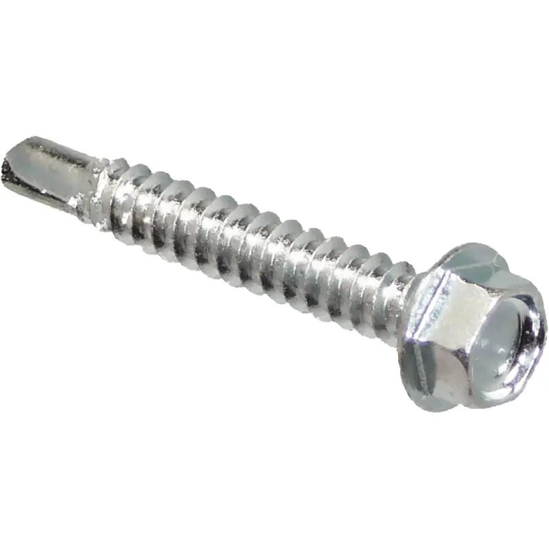 Self Drill Hex Washer, 1" X 10" L, Zinc Plated 1
