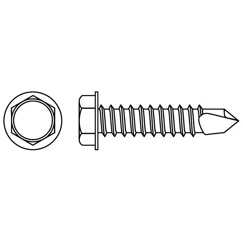 Self Drill Hex Washer Head Screws, #12 X 1" L, Zinc Plated 1