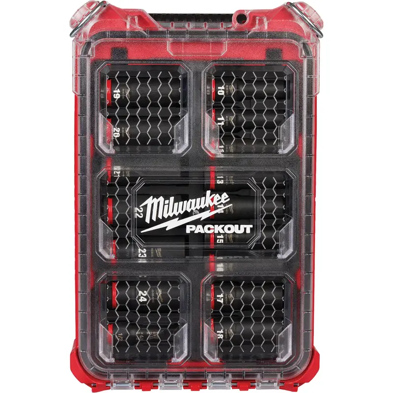 Shockwave Impact Duty™ Packout™ Metric Socket Set, 16 Pcs, Impact, 1/2" Drive Size, Deep 1