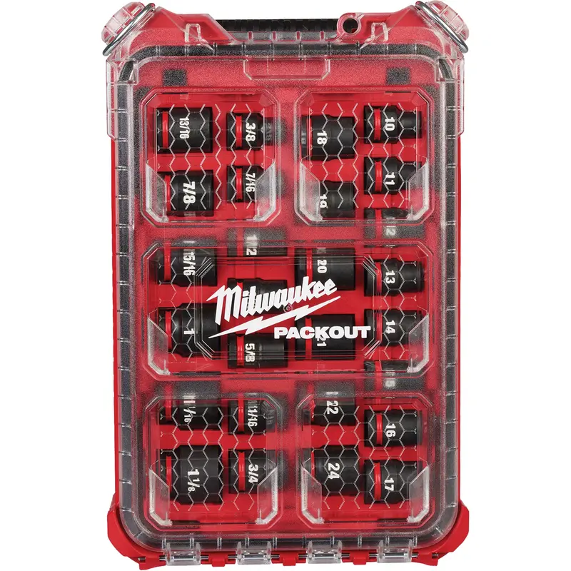 Shockwave Impact Duty™ Packout™ Metric Socket Set, 27 Pcs, Impact, 1/2" Drive Size 1