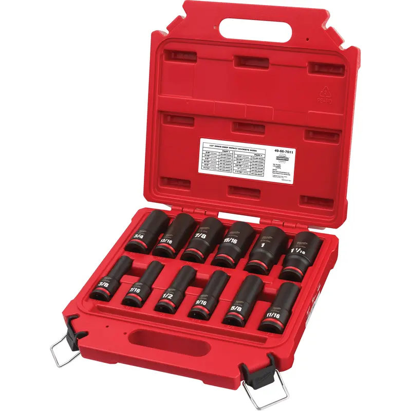 Shockwave™ Impact Duty™ Sae 6 Point Socket Set, 12 Pcs, Impact, 1/2" Drive Size, Deep 1