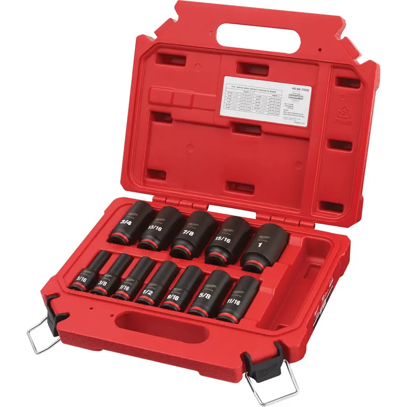Shockwave™ Impact Duty™ Sae 6 Point Socket Set, 12 Pcs, Impact, 3/8" Drive Size, Deep 1