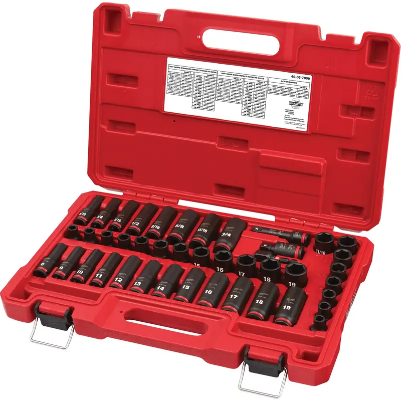 Shockwave™ Impact Duty™ Sae & Metric 6 Point Socket Set, 43 Pcs, Impact, 3/8" Drive Size, Deep 1